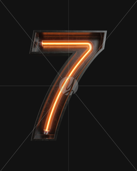 7 from Neon Light alphabet on Yellow Images Creative Fonts - S63000