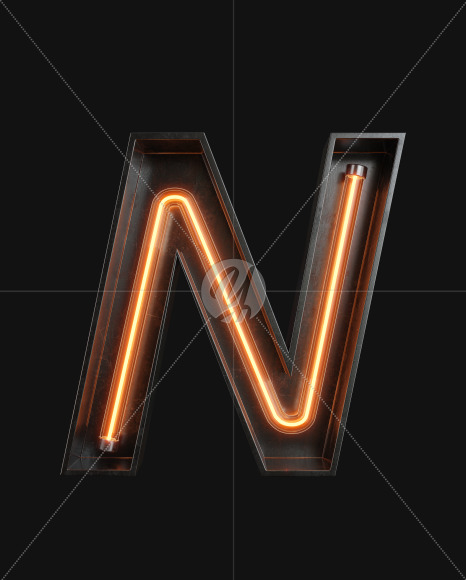 Letter N from Neon Light alphabet on Yellow Images Creative Fonts - S62980