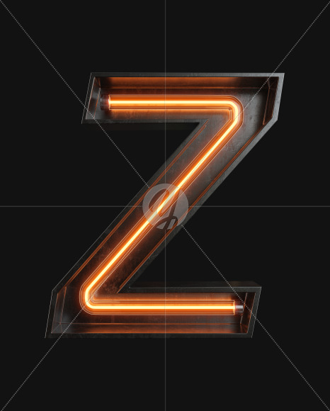 Letter Z from Neon Light alphabet on Yellow Images Creative Fonts - S62992