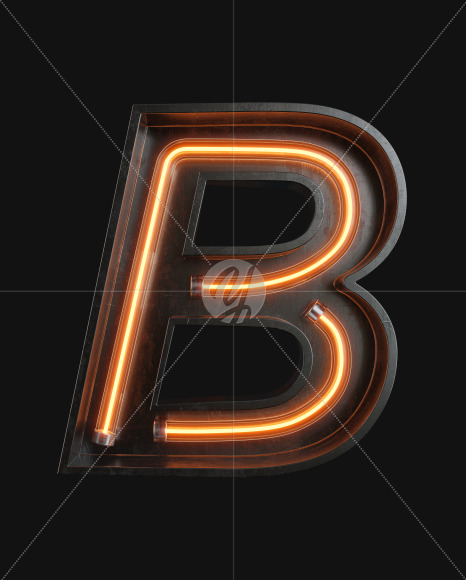 Letter B from Neon Light alphabet on Yellow Images Creative Fonts - S62968