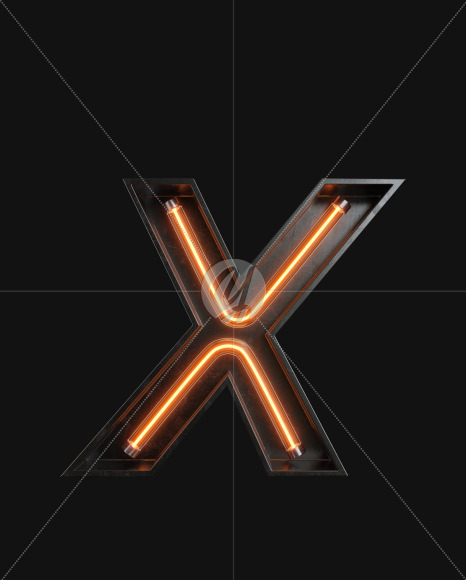 Letter X from Neon Light alphabet on Yellow Images Creative Fonts - S62990