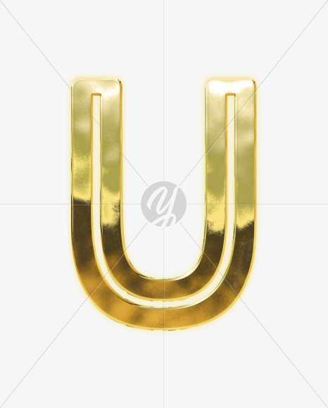 Letter U from Modern golden font alphabet on Yellow Images Creative Fonts - S63063