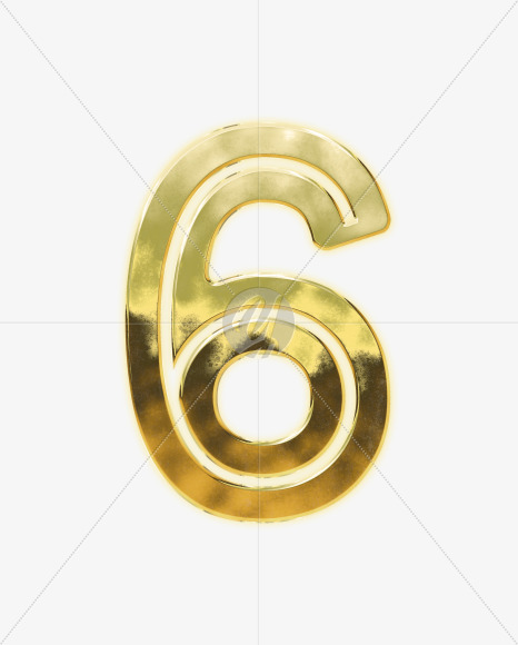 6 from Modern golden font alphabet on Yellow Images Creative Fonts - S63075