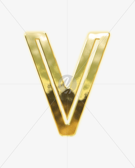 Letter V from Modern golden font alphabet on Yellow Images Creative Fonts - S63064