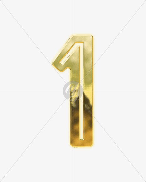 1 from Modern golden font alphabet on Yellow Images Creative Fonts - S63070