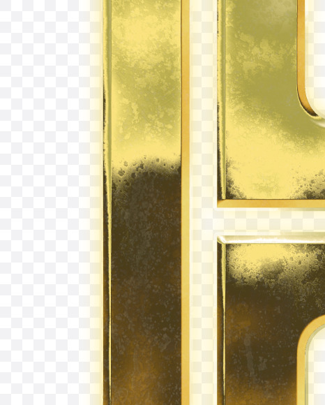 Letter H from Modern golden font alphabet on Yellow Images Creative Fonts - S63050