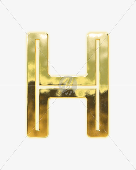 Letter H from Modern golden font alphabet on Yellow Images Creative Fonts - S63050