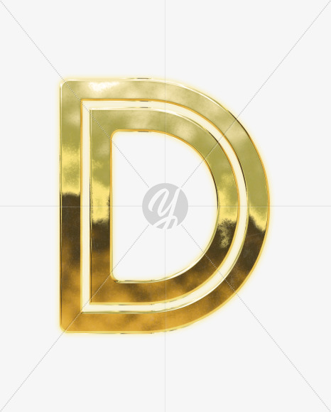 Letter D from Modern golden font alphabet on Yellow Images Creative Fonts - S63046