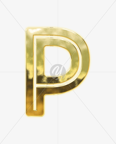 Letter P from Modern golden font alphabet on Yellow Images Creative Fonts - S63058