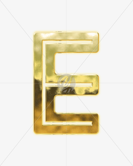 Letter E from Modern golden font alphabet on Yellow Images Creative Fonts - S63047