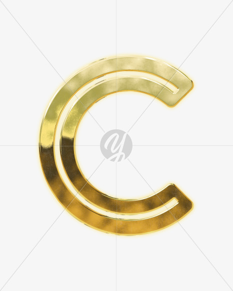 Letter C from Modern golden font alphabet on Yellow Images Creative Fonts - S63045