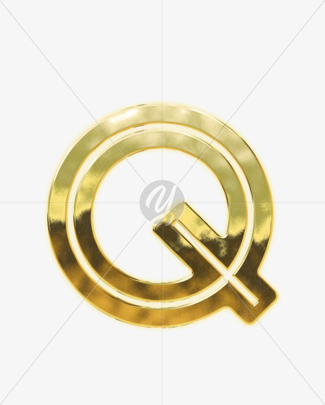 Letter Q from Modern golden font alphabet on Yellow Images Creative Fonts - S63059