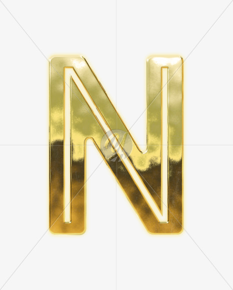 Letter N from Modern golden font alphabet on Yellow Images Creative Fonts - S63056