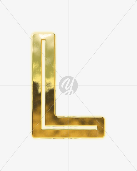 Letter L from Modern golden font alphabet on Yellow Images Creative Fonts - S63054