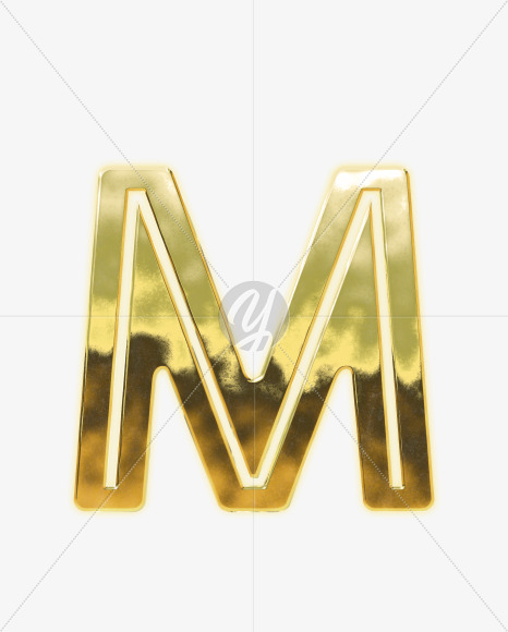 Letter M from Modern golden font alphabet on Yellow Images Creative Fonts - S63055