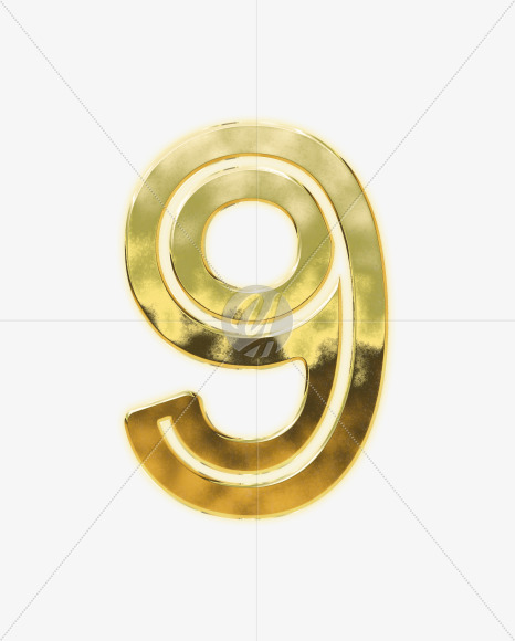 9 from Modern golden font alphabet on Yellow Images Creative Fonts - S63078