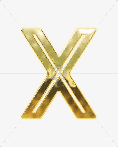 Letter X from Modern golden font alphabet on Yellow Images Creative Fonts - S63066