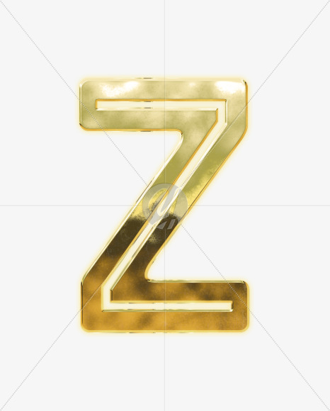 Letter Z from Modern golden font alphabet on Yellow Images Creative Fonts - S63068