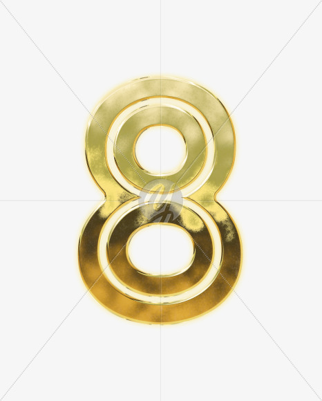 8 from Modern golden font alphabet on Yellow Images Creative Fonts - S63077