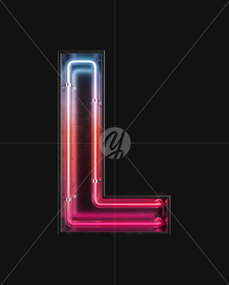 Letter L from Neon Light alphabet 2 on Yellow Images Creative Fonts - S63091