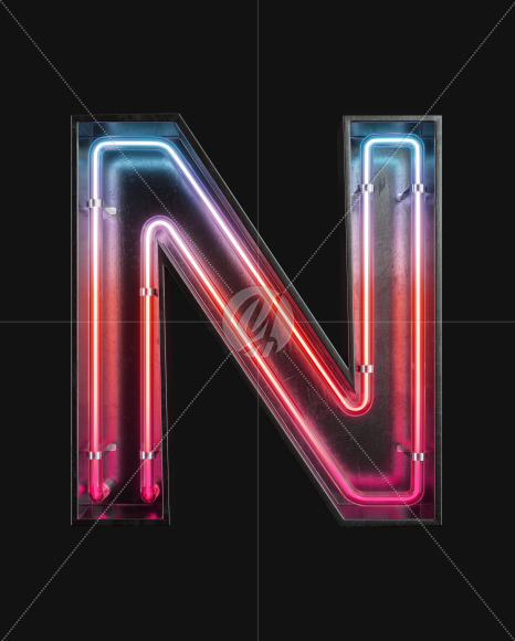 Letter N from Neon Light alphabet 2 on Yellow Images Creative Fonts - S63093