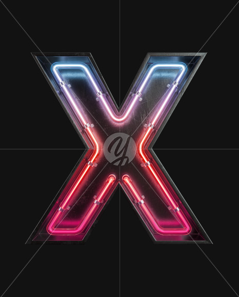 Letter X from Neon Light alphabet 2 on Yellow Images Creative Fonts - S63103