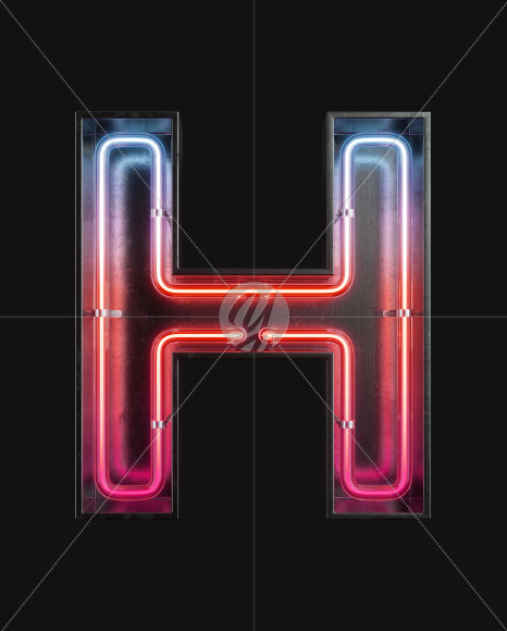 Letter H from Neon Light alphabet 2 on Yellow Images Creative Fonts - S63087