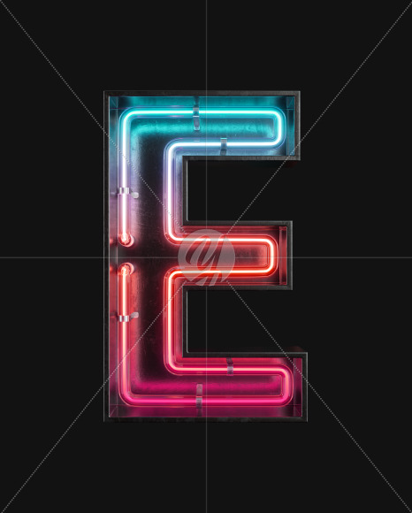 Letter E from Neon Light alphabet 2 on Yellow Images Creative Fonts - S63084