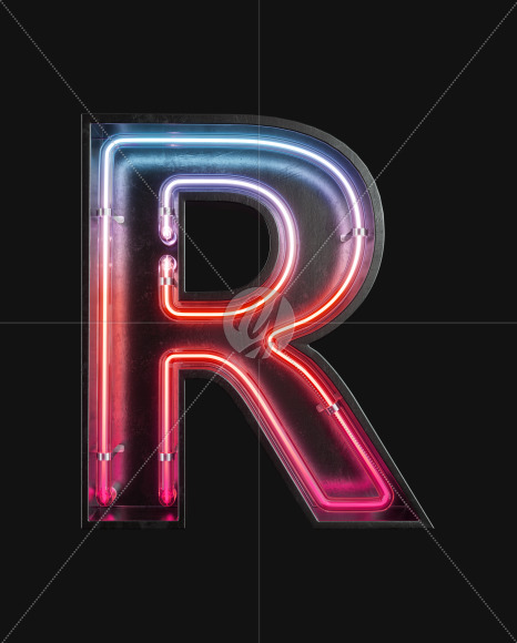 Letter R from Neon Light alphabet 2 on Yellow Images Creative Fonts - S63097