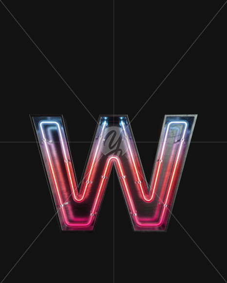 Letter W from Neon Light alphabet 2 on Yellow Images Creative Fonts - S63102