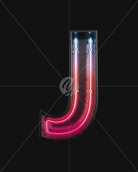 Letter J from Neon Light alphabet 2 on Yellow Images Creative Fonts - S63089