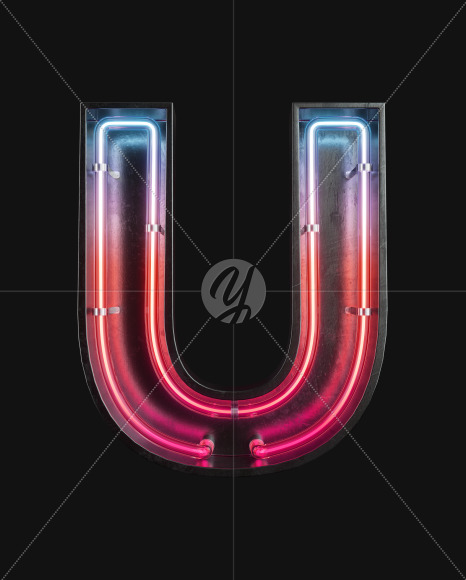 Letter U from Neon Light alphabet 2 on Yellow Images Creative Fonts - S63100