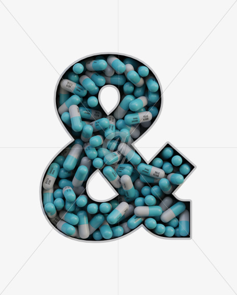 & from Pills in Box - 3D Lettering on Yellow Images Creative Fonts - S63847