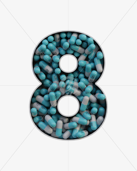 8 from Pills in Box - 3D Lettering on Yellow Images Creative Fonts - S63840