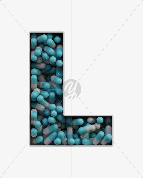 Letter L from Pills in Box - 3D Lettering on Yellow Images Creative Fonts - S63818