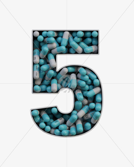 5 from Pills in Box - 3D Lettering on Yellow Images Creative Fonts - S63837