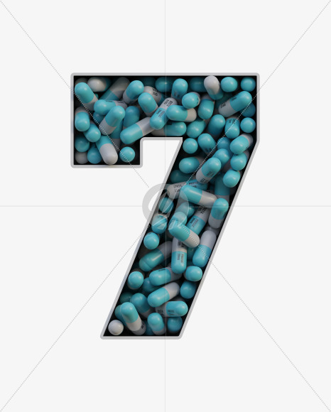 7 from Pills in Box - 3D Lettering on Yellow Images Creative Fonts - S63839