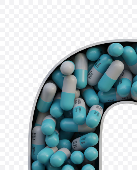 Letter Q from Pills in Box - 3D Lettering on Yellow Images Creative Fonts - S63823