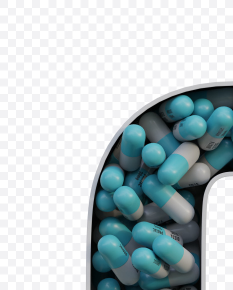 0 from Pills in Box - 3D Lettering on Yellow Images Creative Fonts - S63842