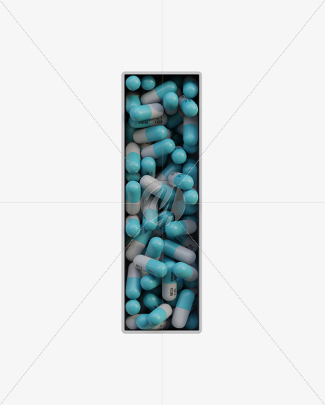 Letter I from Pills in Box - 3D Lettering on Yellow Images Creative Fonts - S63815