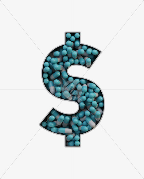 $ from Pills in Box - 3D Lettering on Yellow Images Creative Fonts - S63845