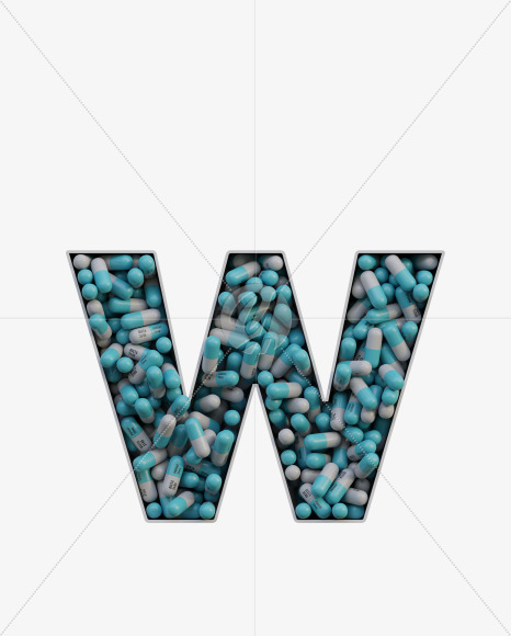 Letter W from Pills in Box - 3D Lettering on Yellow Images Creative Fonts - S63829