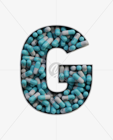 Letter G from Pills in Box - 3D Lettering on Yellow Images Creative Fonts - S63813