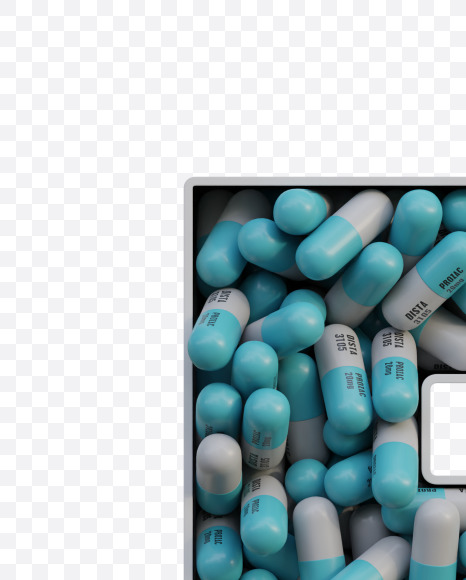 Letter E from Pills in Box - 3D Lettering on Yellow Images Creative Fonts - S63811