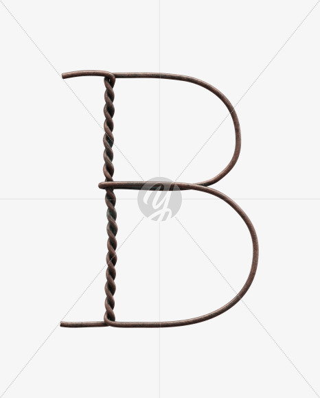 Letter B from Vintage Wire View 1 - 3D Lettering on Yellow Images Creative Fonts - S64154