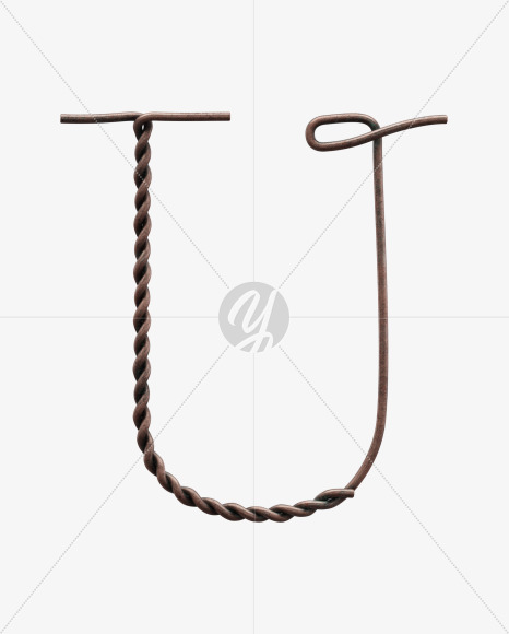 Letter U from Vintage Wire View 1 - 3D Lettering on Yellow Images Creative Fonts - S64173