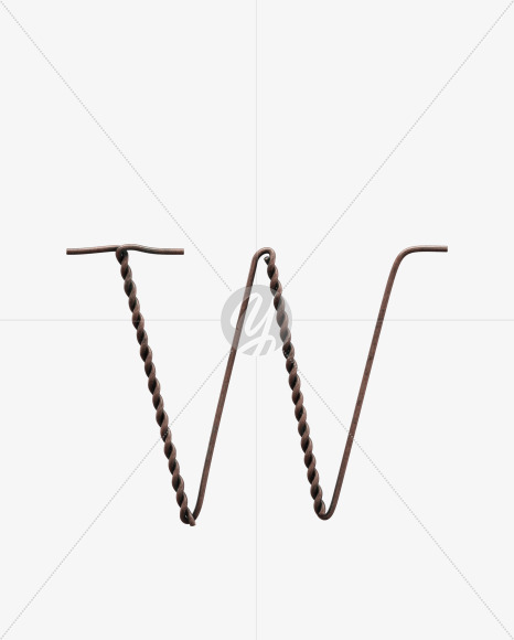 Letter W from Vintage Wire View 1 - 3D Lettering on Yellow Images Creative Fonts - S64175