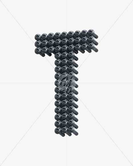 Letter T from Iron Screws View 5 - 3D Lettering on Yellow Images Creative Fonts - S64384