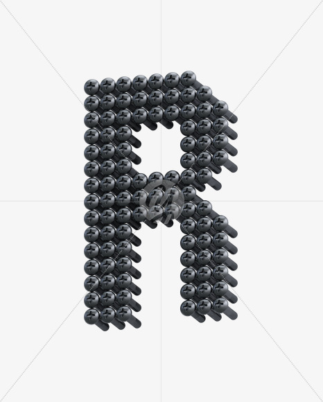 Letter R from Iron Screws View 5 - 3D Lettering on Yellow Images Creative Fonts - S64382