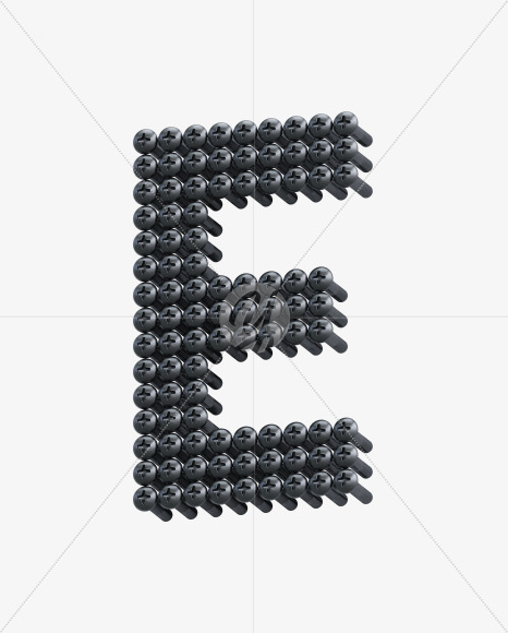 Letter E from Iron Screws View 5 - 3D Lettering on Yellow Images Creative Fonts - S64369